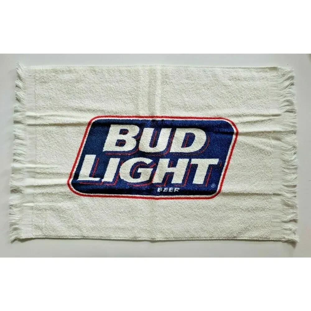 Vintage Bud Light logo Terry Cloth Golf / Bar Towel 19 x 11.5 Budweiser NIP U139
